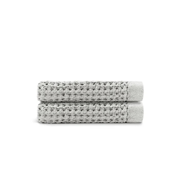Egyptian Cotton Waffle Hand Towels 2pcs - Soft Grey
