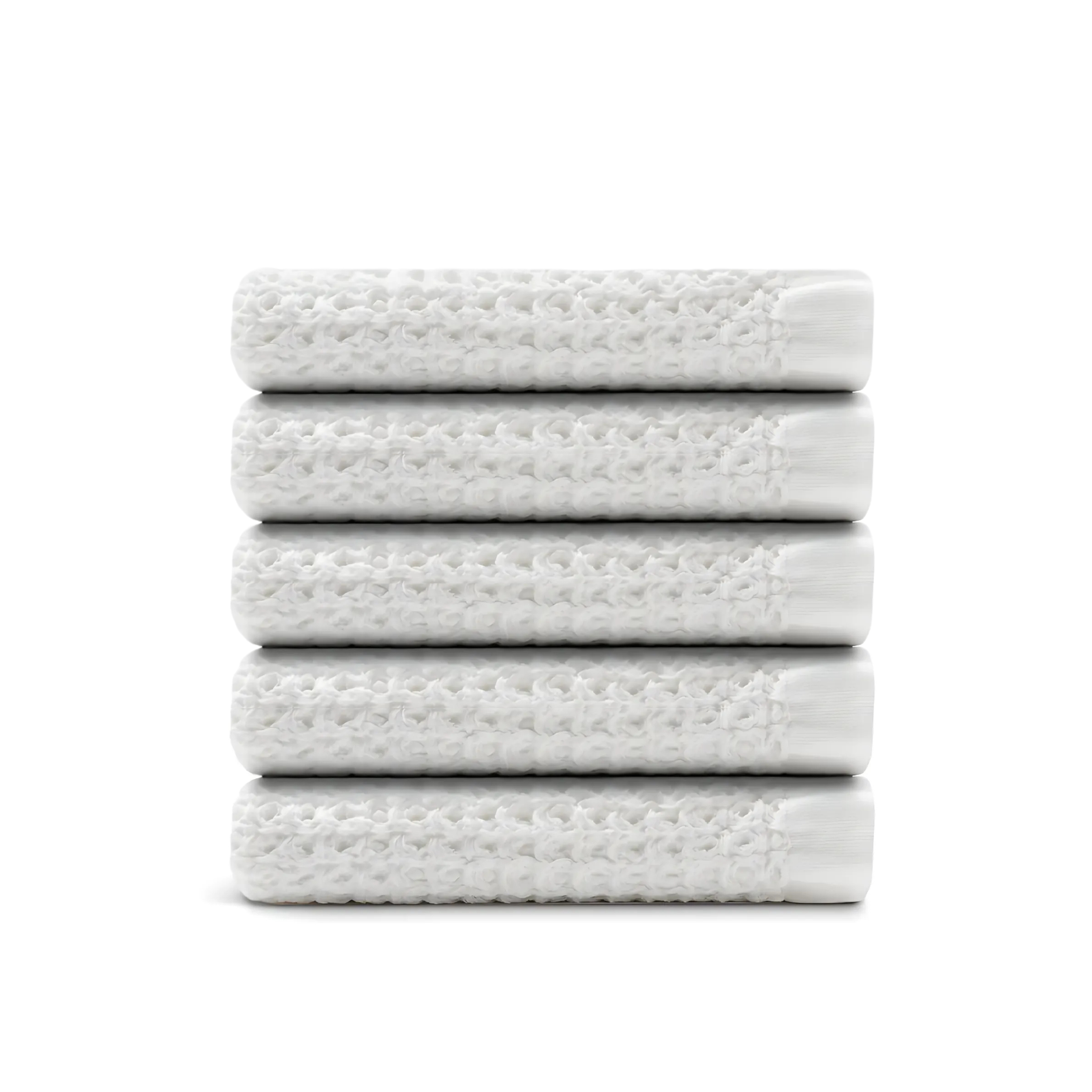 Egyptian Cotton Waffle Hand Towels 5pcs - Pure White