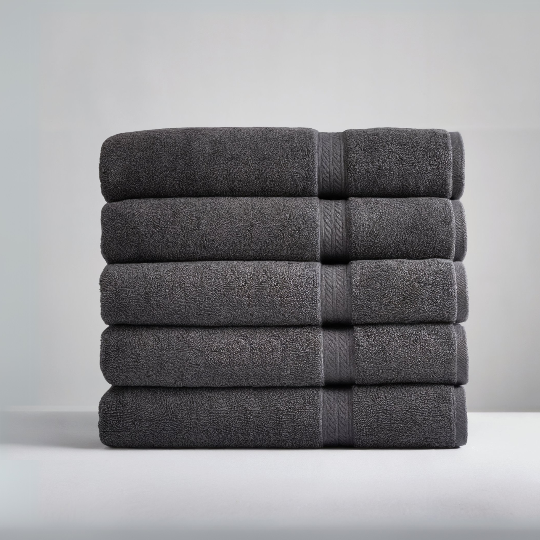 Ultrasoft Egyptian Cotton Hand Towels - Dark Grey - 5 piece set