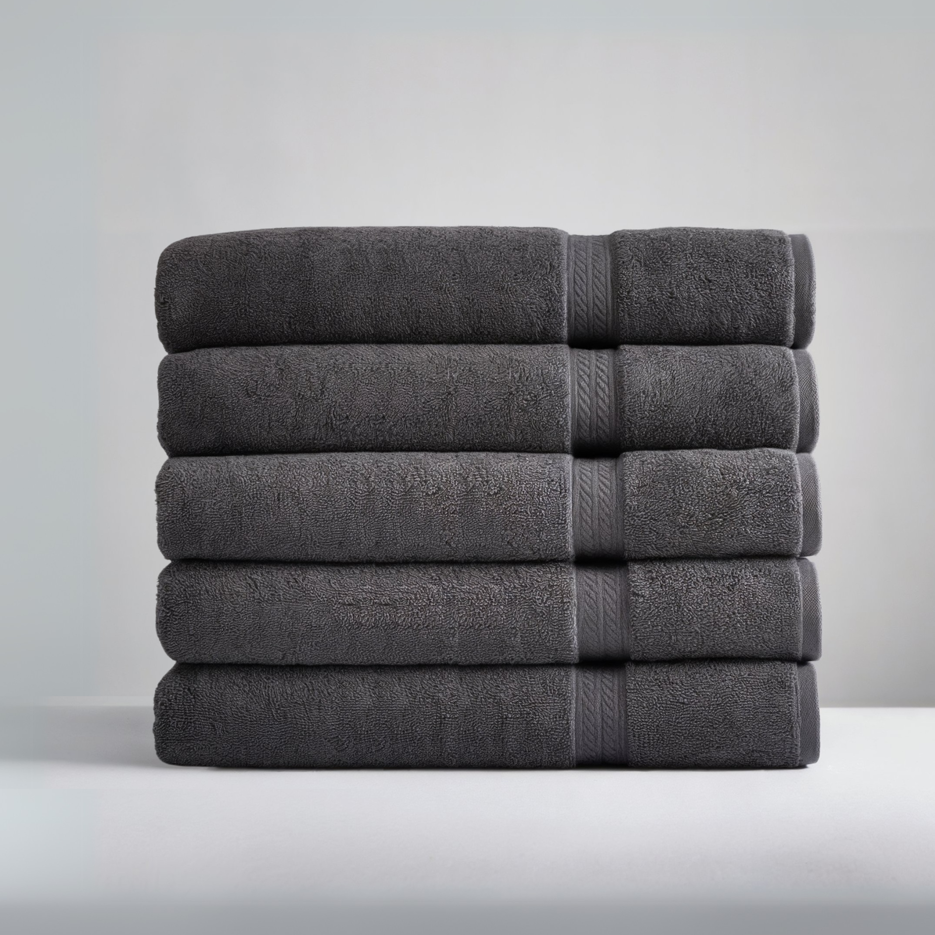 Ultrasoft Egyptian Cotton Bath Towels - Dark Grey - 5 piece set