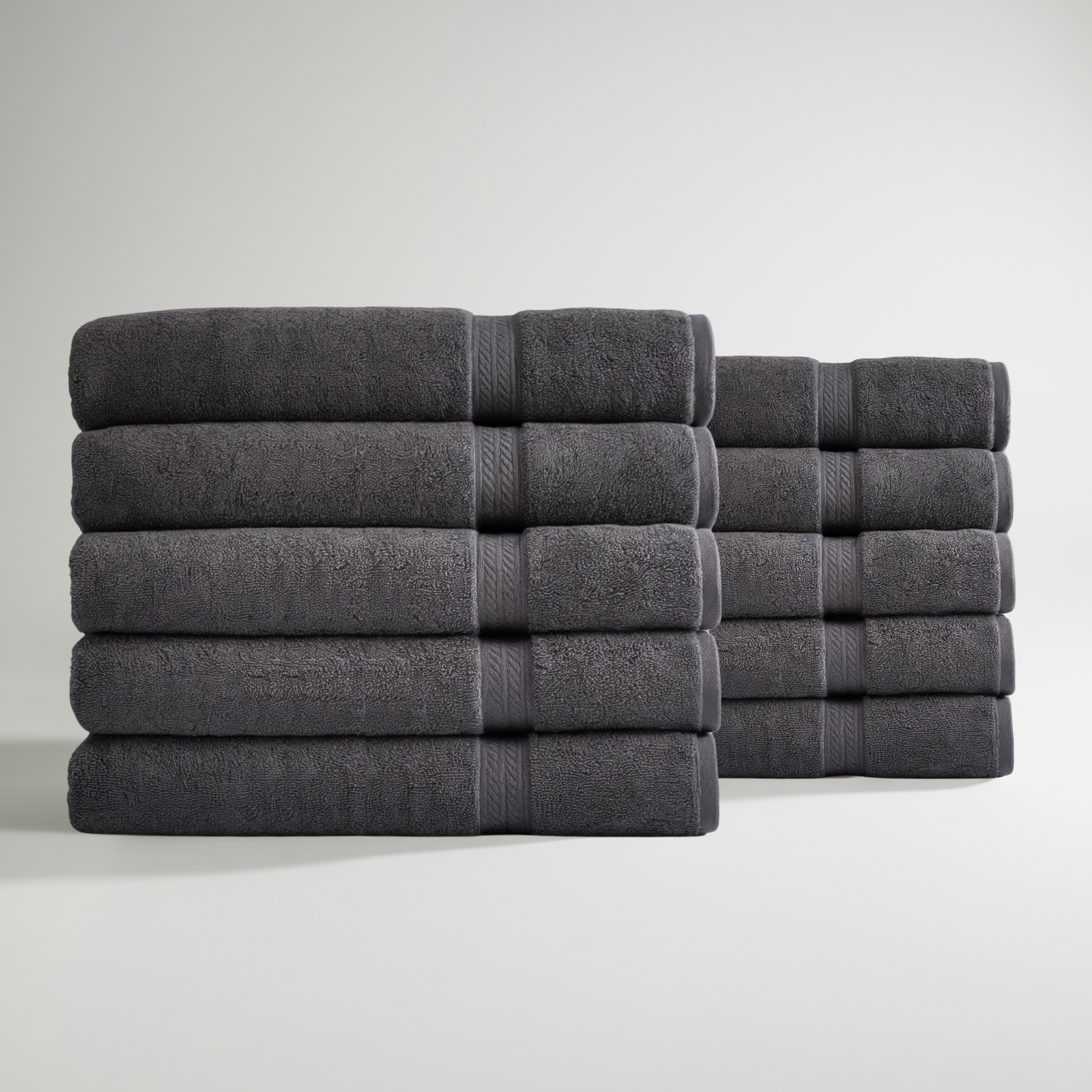 Ultrasoft Egyptian Cotton Bath Towels - Dark Grey - 10 piece set
