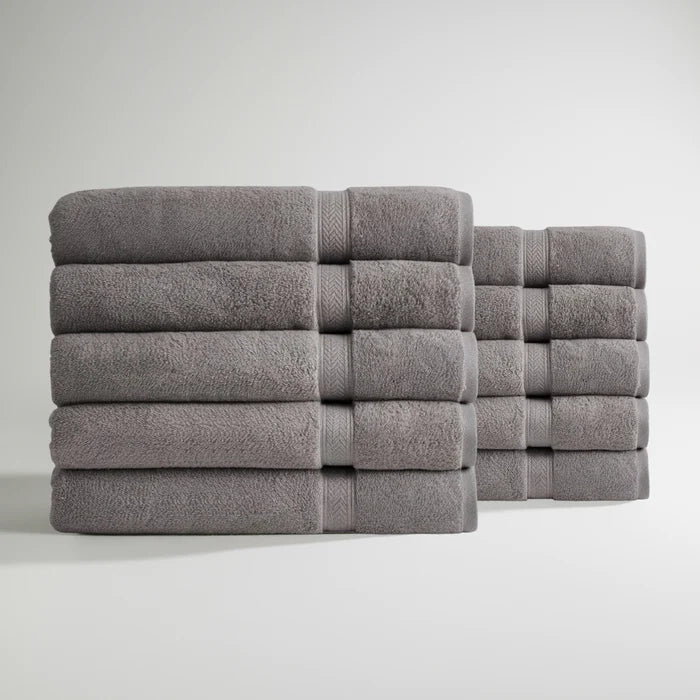 Ultrasoft Egyptian Cotton Bath Towels 10pcs Soft Grey