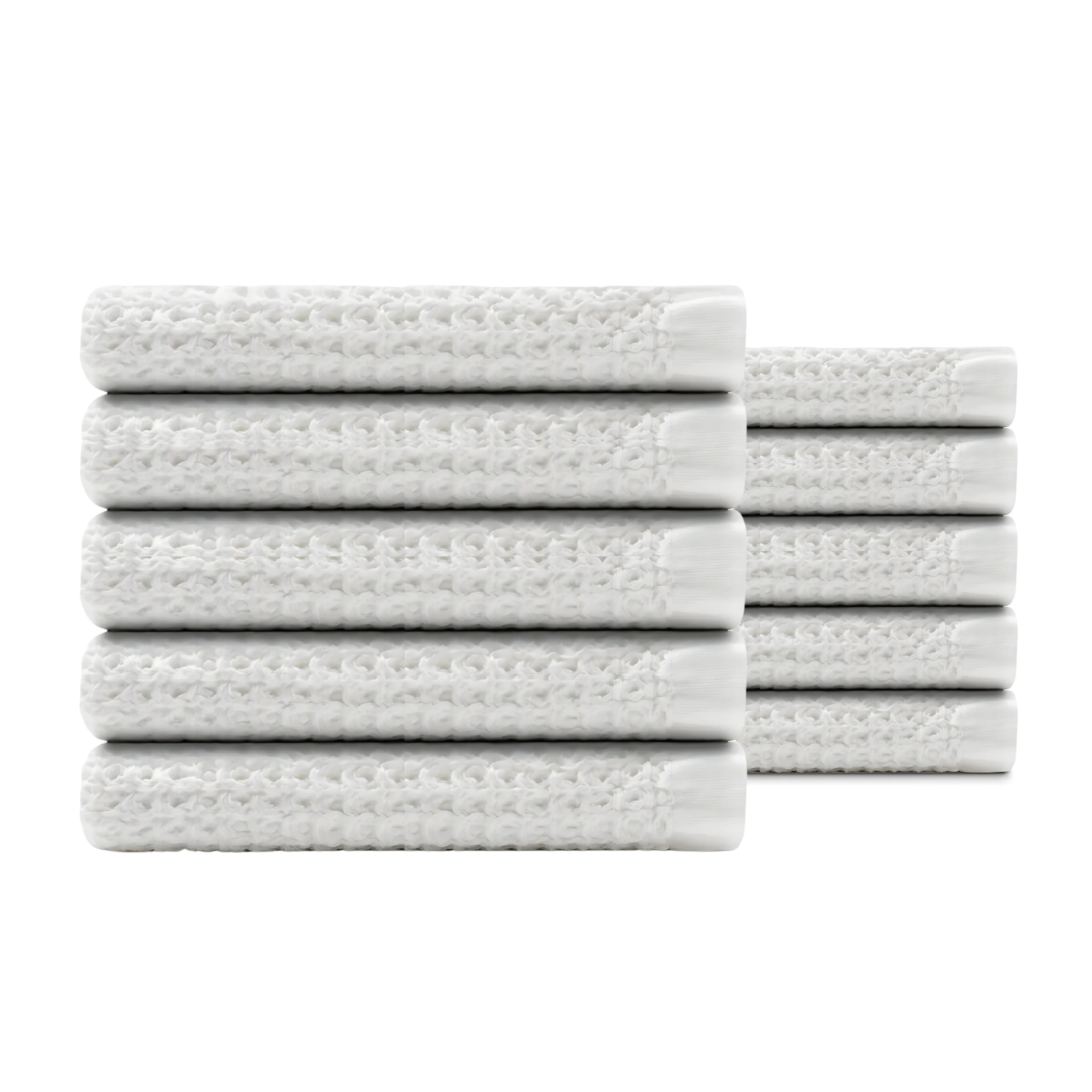 Egyptian Cotton Waffle Bath Towels 10pcs - Pure White