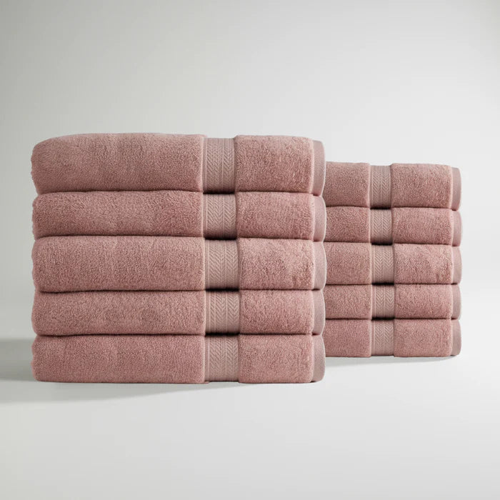 Ultrasoft Egyptian Cotton Bath Towels 10pcs Rose Pink