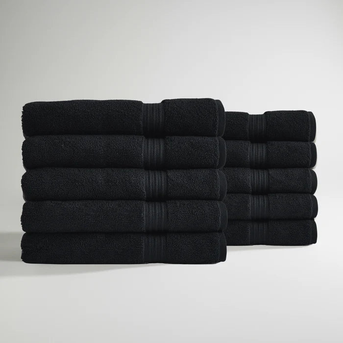 Ultrasoft Egyptian Cotton Hand Towels - Black - 10 piece set