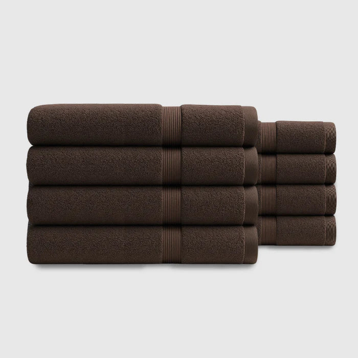 Heavyweight Cotton Bath Towels - Dark Brown - 8 piece set