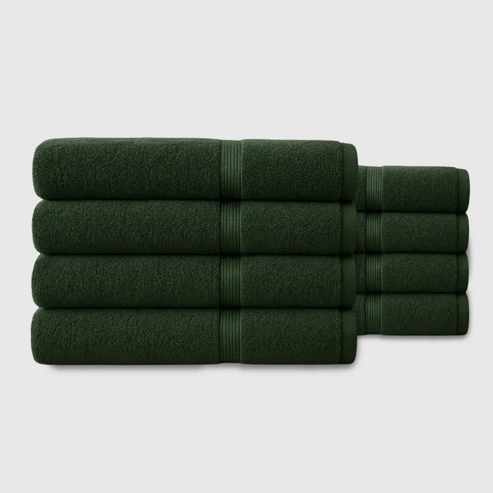 Heavyweight Cotton Bath Towels 8pcs - Dark Green