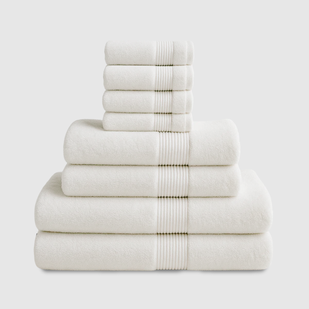 Heavyweight Cotton Bath Bundle - Pure White - 8 piece set