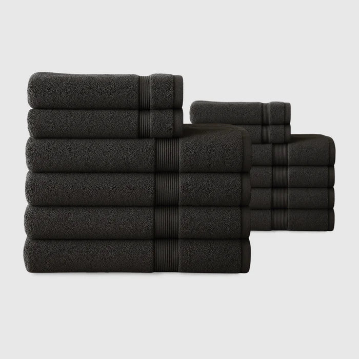 Heavyweight Cotton Spa Bundle 12pcs - Dark Grey