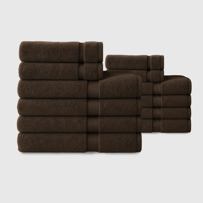 Heavyweight Cotton Spa Bundle 12pcs - Dark Brown