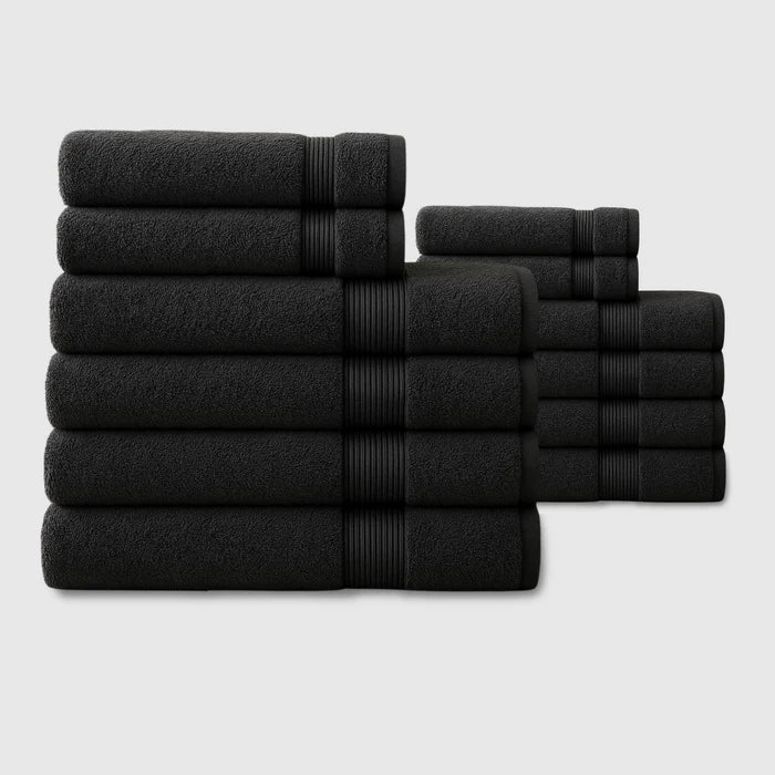 Heavyweight Cotton Spa Bundle 12pcs - Black