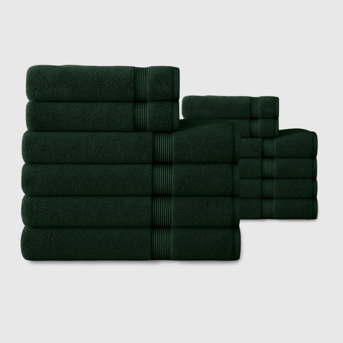 Heavyweight Cotton Spa Bundle 12pcs - Dark Green