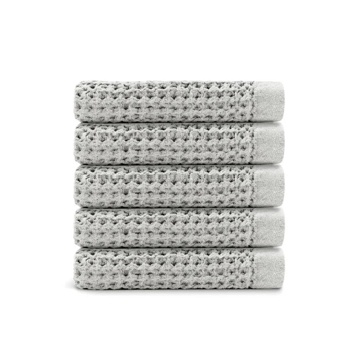 Egyptian Cotton Waffle Hand Towels 5pcs - Soft Grey