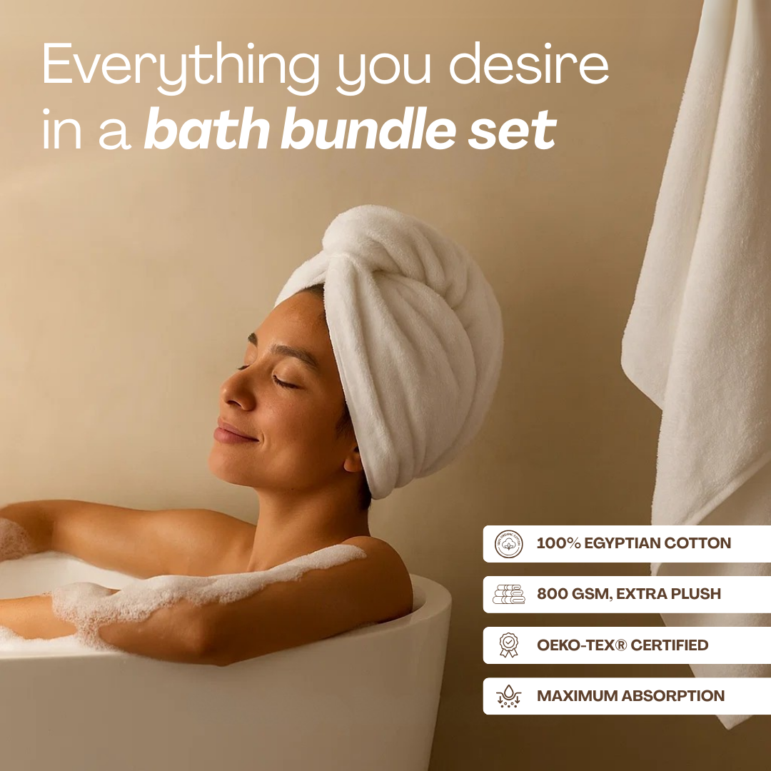 Heavyweight Cotton Bath Bundle 16pcs - Beige