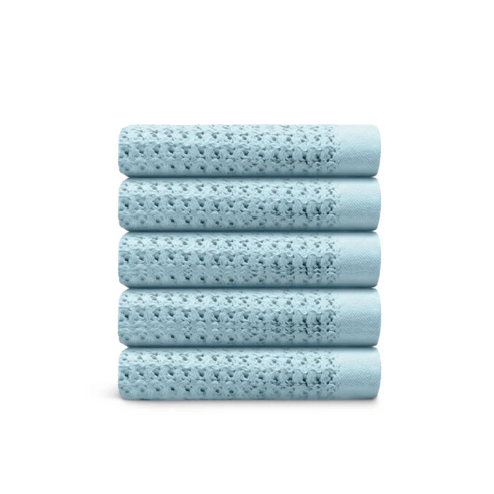 Egyptian Cotton Waffle Hand Towels 5pcs - Light Blue