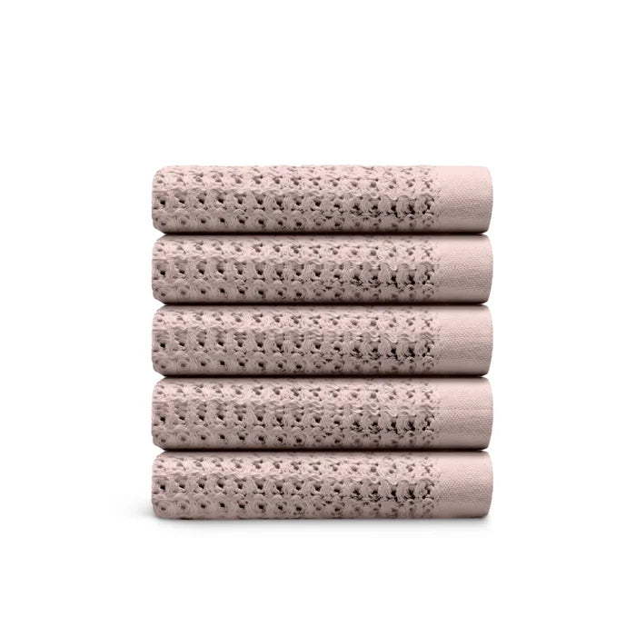 Egyptian Cotton Waffle Hand Towels 5pcs - Rose Pink