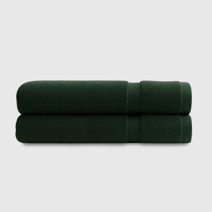 Heavyweight Cotton Bath Towels 2pcs - Dark Green