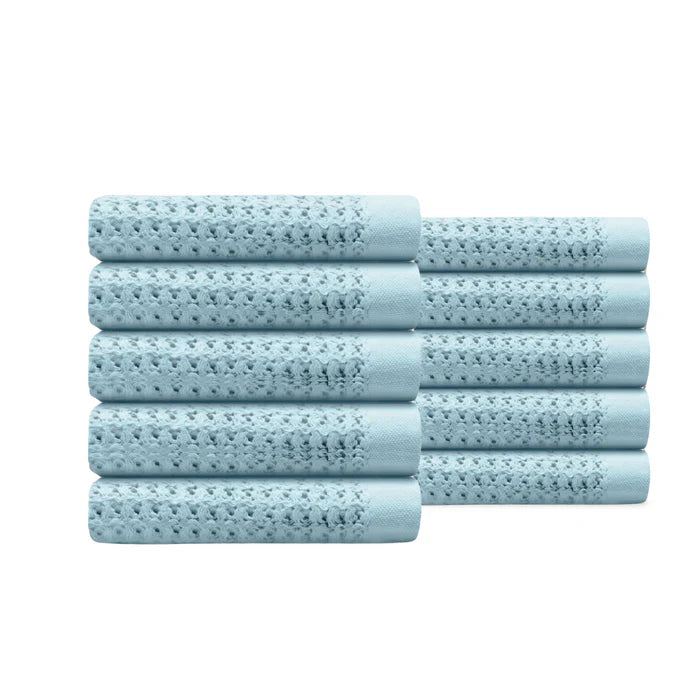 Egyptian Cotton Waffle Hand Towels 10pcs - Light Blue