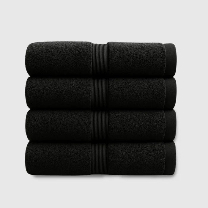 Heavyweight Cotton Hand Towels 4pcs - Black