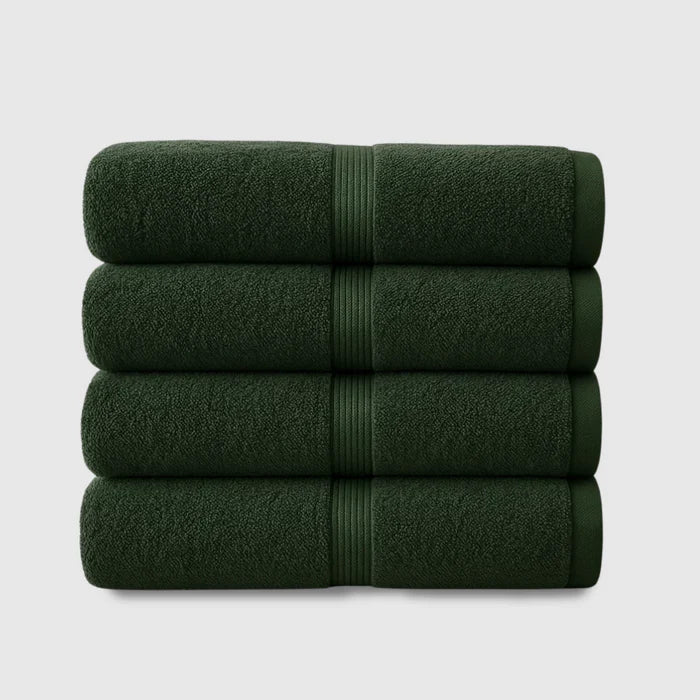 Heavyweight Cotton Hand Towels 4pcs - Dark Green