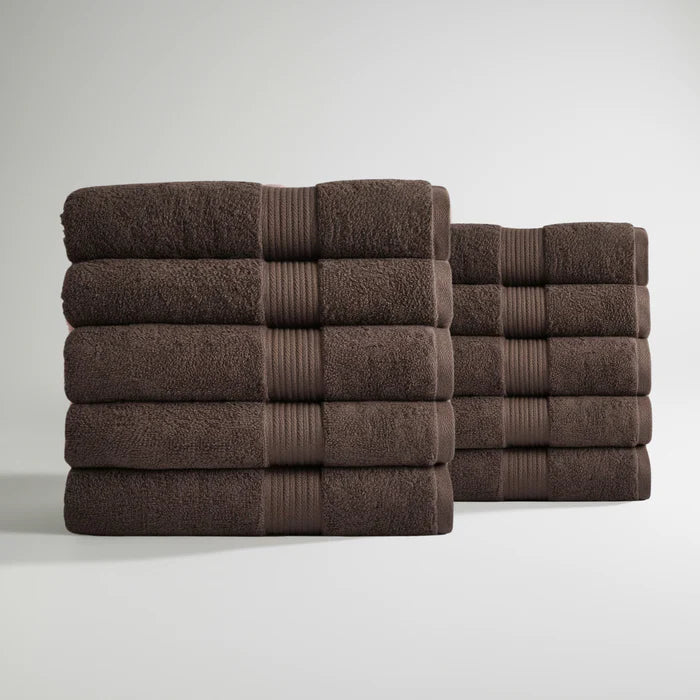 Ultrasoft Egyptian Cotton Hand Towels 10pcs Dark Brown