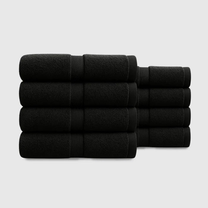 Heavyweight Cotton Hand Towels 8pcs - Black