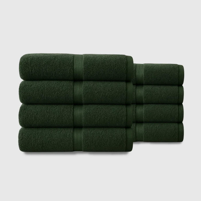 Heavyweight Cotton Hand Towels 8pcs - Dark Green