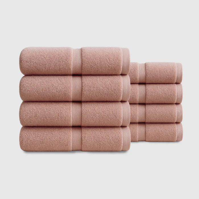 Heavyweight Cotton Hand Towels 8pcs - Rose Pink