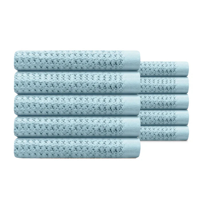 Egyptian Cotton Waffle Bath Towels 10pcs - Light Blue