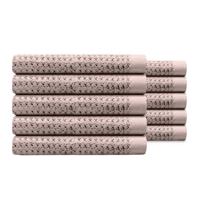 Egyptian Cotton Waffle Bath Towels 10pcs - Rose Pink