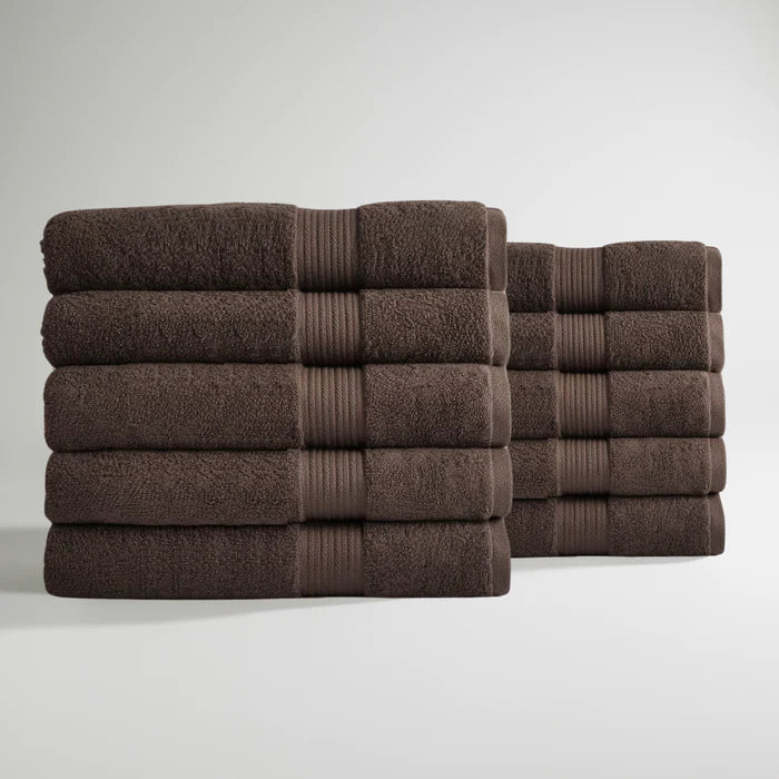 Ultrasoft Egyptian Cotton Bath Towels 10pcs Dark Brown