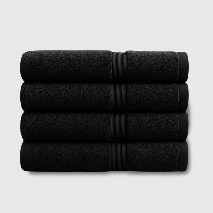 Heavyweight Cotton Bath Towels 4pcs - Black