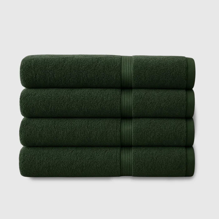 Heavyweight Cotton Bath Towels 4pcs - Dark Green