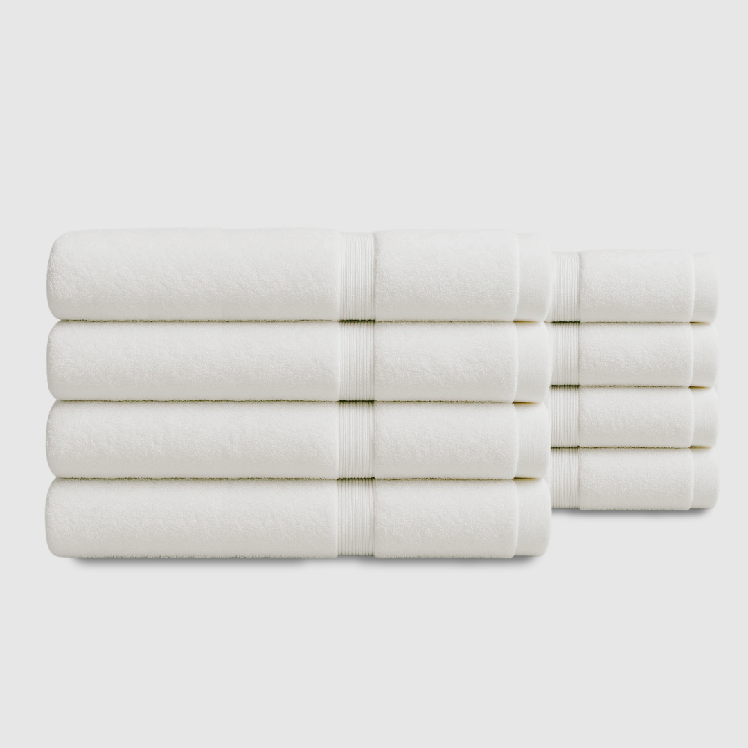 Heavyweight Cotton Bath Towels 8pcs - Pure White