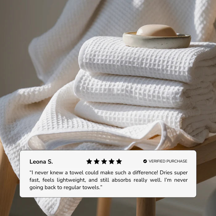 Egyptian Cotton Waffle Bath Towels 10pcs - Black
