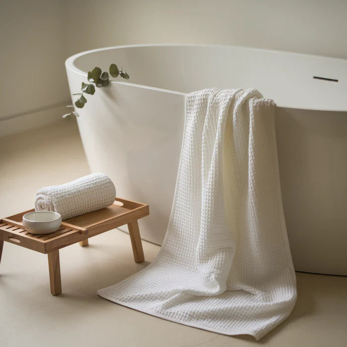 Egyptian Cotton Waffle Bath Towels 10pcs - Black