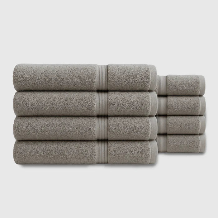Heavyweight Cotton Bath Towels 8pcs - Soft Grey