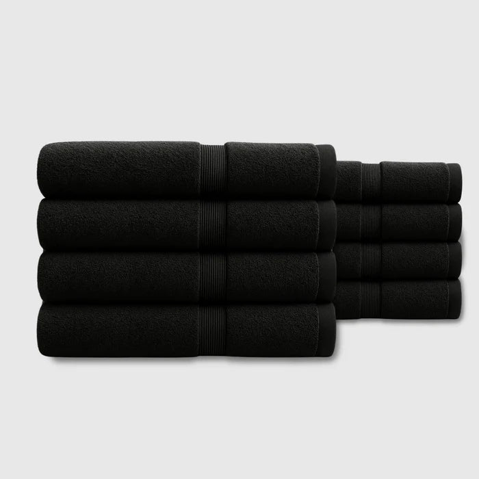 Heavyweight Cotton Bath Towels 8pcs - Black