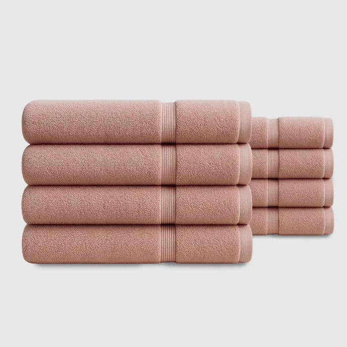 Heavyweight Cotton Bath Towels 8pcs - Rose Pink