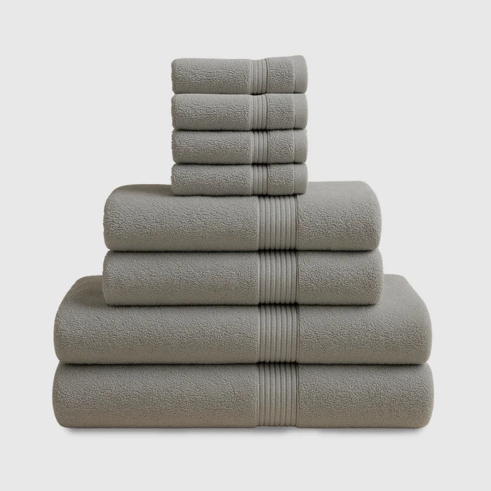 Heavyweight Cotton Bath Bundle 8pcs - Soft Grey