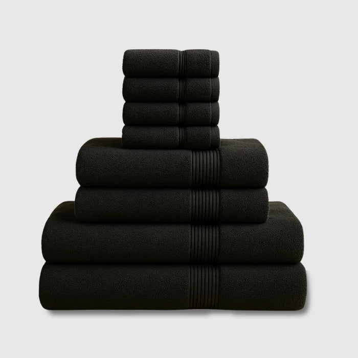 Heavyweight Cotton Bath Bundle 8pcs - Black