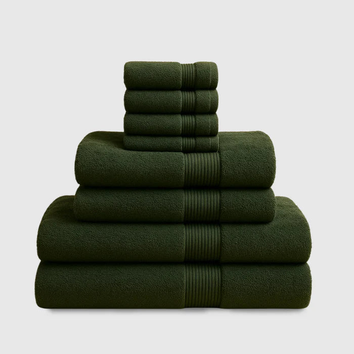 Heavyweight Cotton Bath Bundle 8pcs - Dark Green