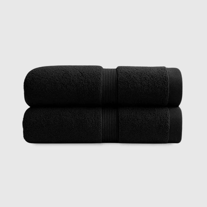 Heavyweight Cotton Hand Towels 2pcs - Black