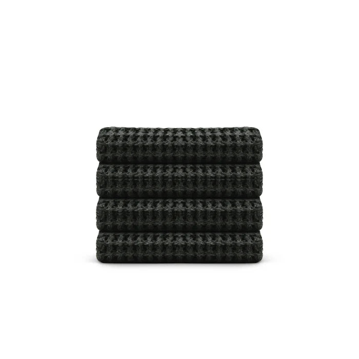 Egyptian Cotton Waffle Washcloth 4pcs - Black
