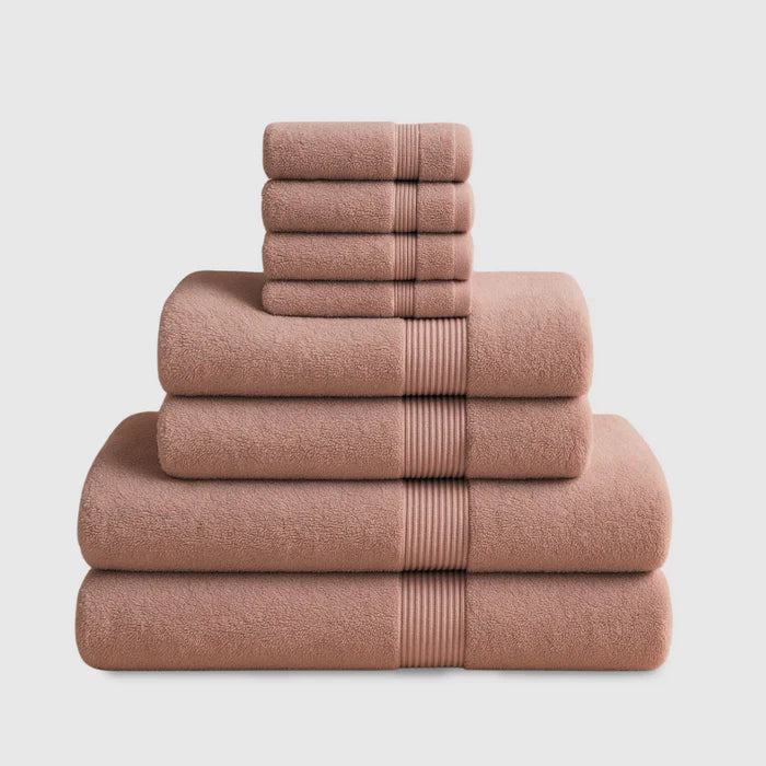 Heavyweight Cotton Bath Bundle 8pcs - Rose Pink