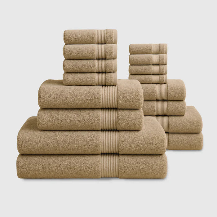 Heavyweight Cotton Bath Bundle 16pcs - Beige