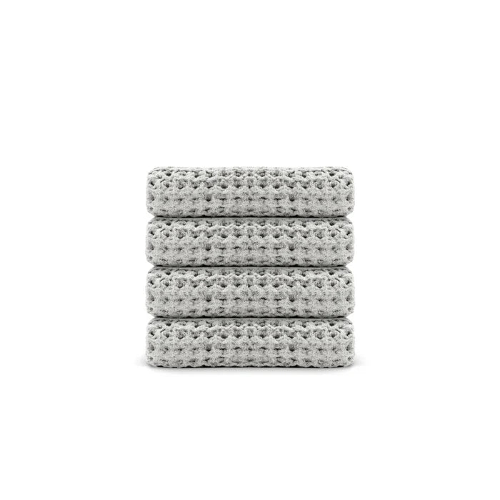Egyptian Cotton Waffle Washcloth 4pcs - Soft Grey